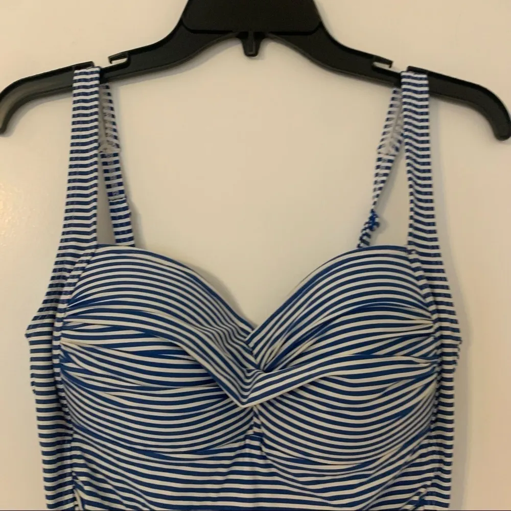 Nip Tuck One Piece Swimsuit Stripe Bikini Nautical Striped Joanne Paloma 10 L Blue - Image 7