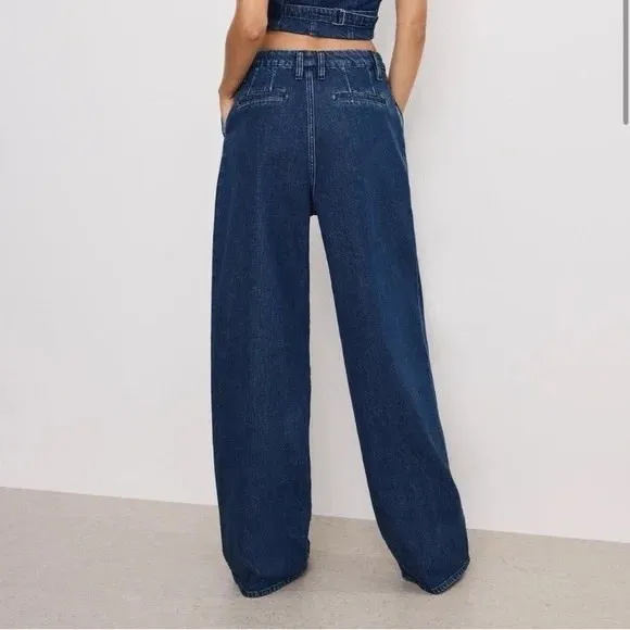 Good American Women's 90's Pleated Trouser Indigo Blue Jeans‎ 6/28 X 33 - NWT - Image 3