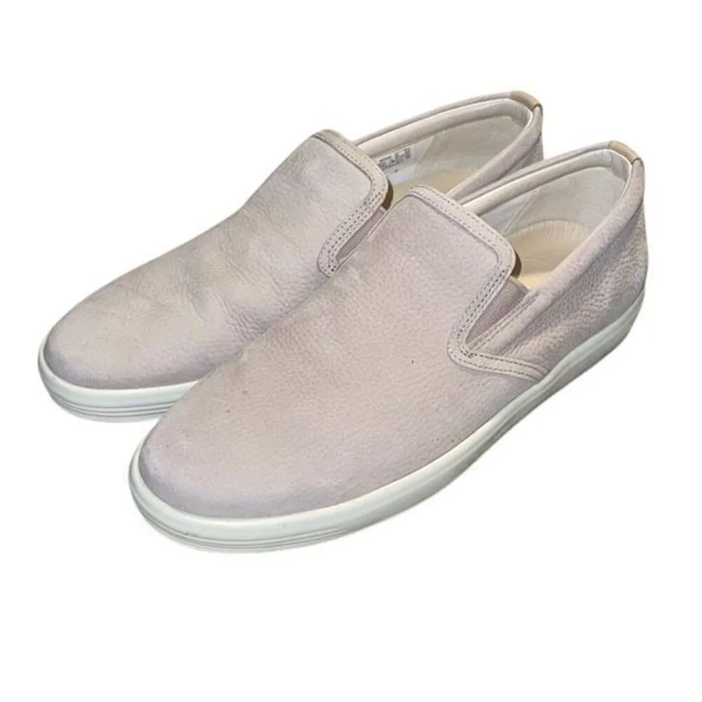 Ecco Womens Soft 7 Danish Design Leather Slip-On Sneaker Shoes Gray Beige Size 1 - Image 3