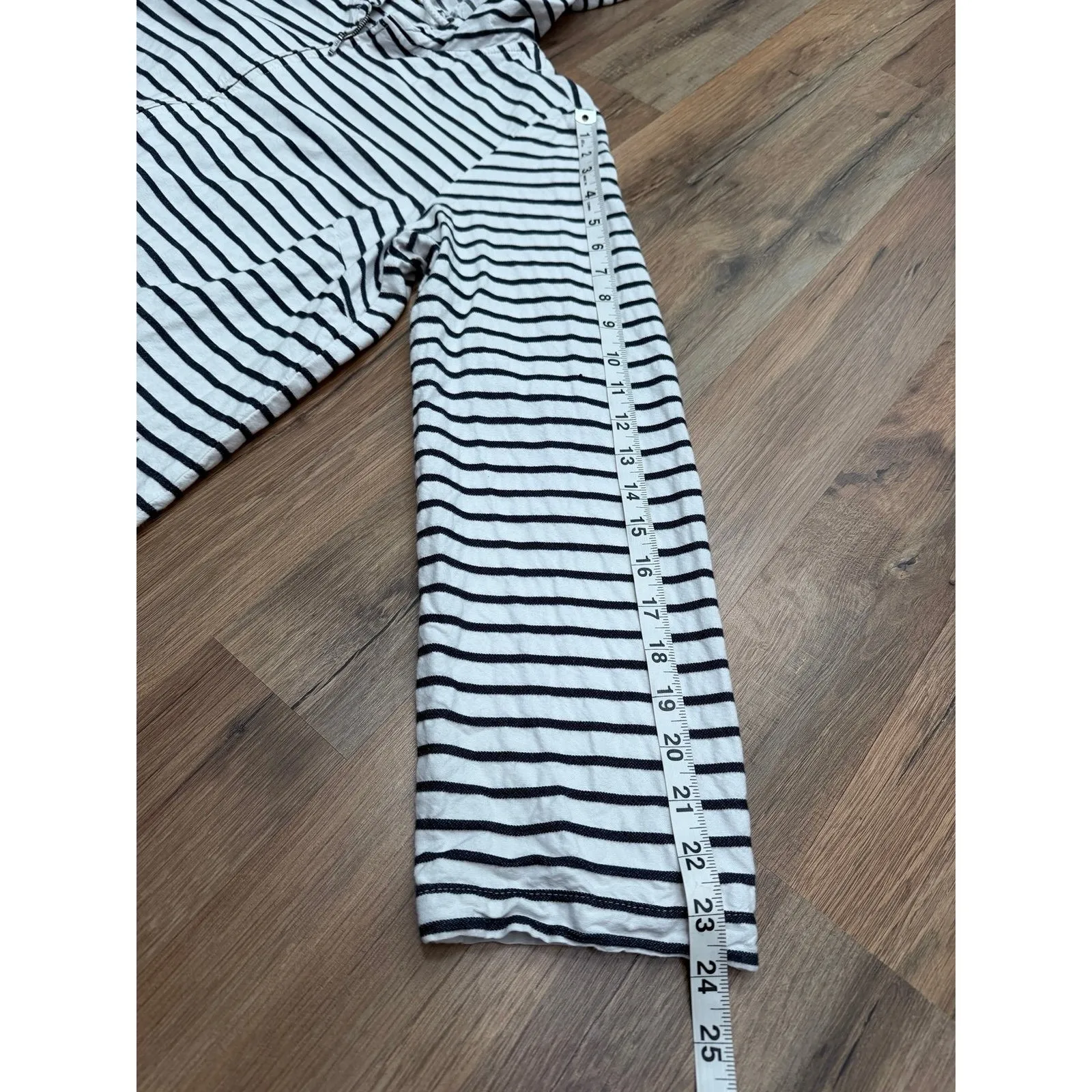 J.Jill 100% Cotton Striped Zip Hoodie Jacket Size M‎ White Navy Long Sleeve Size M - Image 8