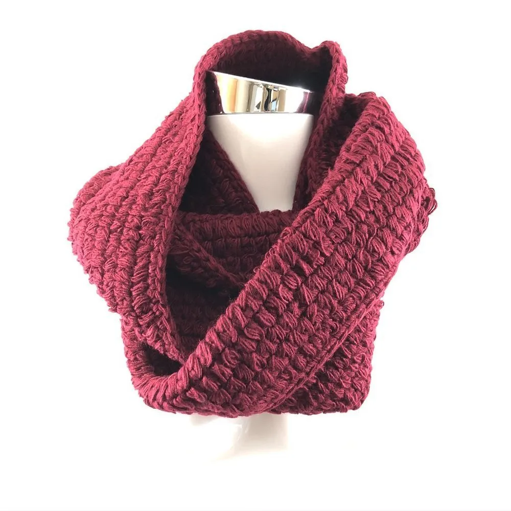 BMC Headwear Infinity Scarf Chunky Knit Warm Red - Image 3