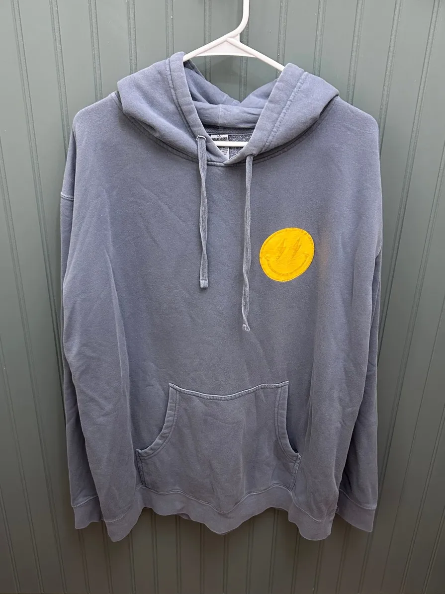 Old Row Hoodie Sweatshirt XL Blue Yellow Graphic Pullover Athleisure Top - Image 1