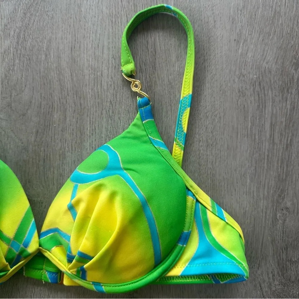 Tara Grinna Swim Designer Bikini Top Padded Size 36 Women’s Green Underwire Size M - Image 2