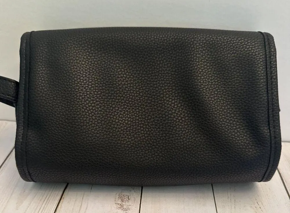 Trina Turk Black Pebbled Leather Hanging Travel Cosmetic Jewelry Bag 10x6x2” EUC - Image 3