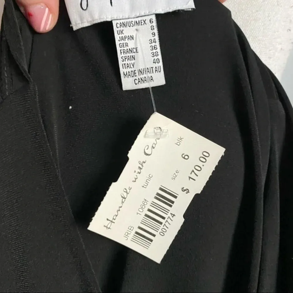 Joseph Ribkoff • NWT Solid Black Handkerchief Hem Tunic Blouse - Image 6