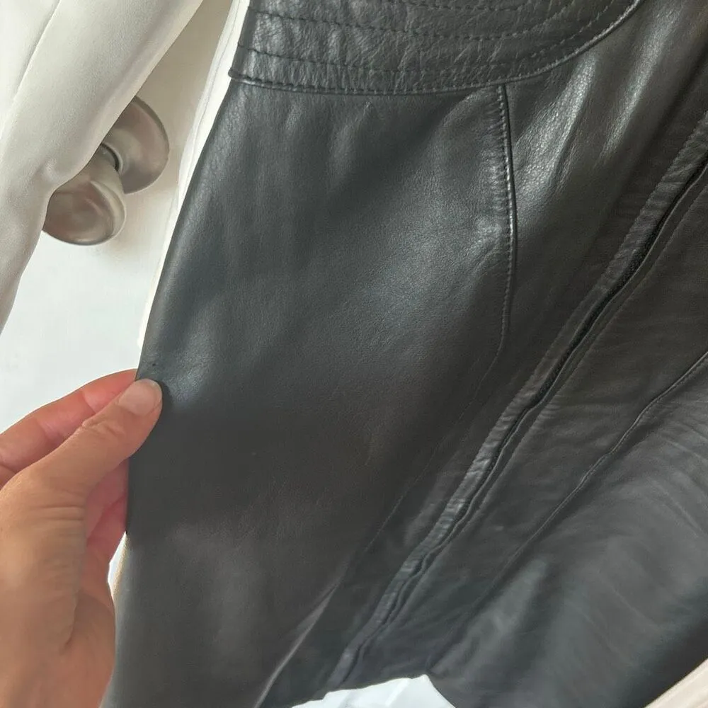 Yucatán bay black leather dress vintage size 8 long sleeve from fitting stylish - Image 10