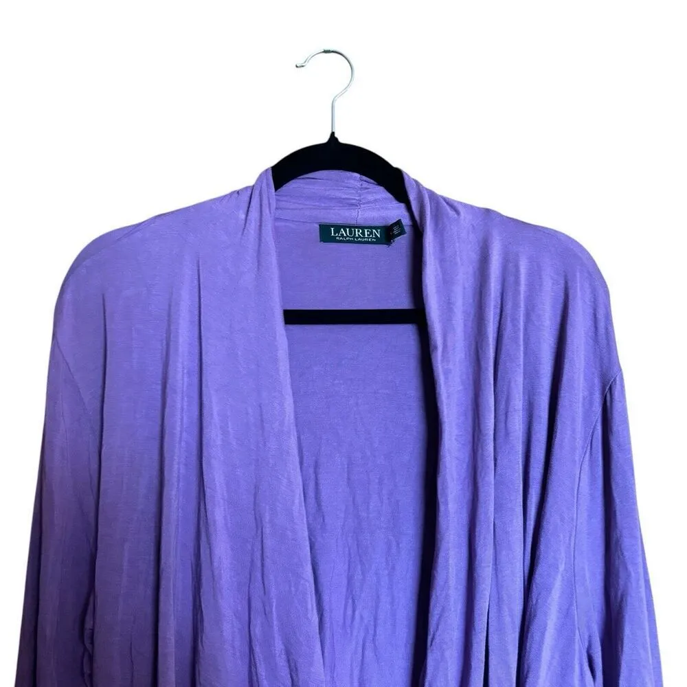Lauren Ralph Lauren Surplice Top XXL Lilac Ruched Stretch Long Sleeve Blouse - Image 2
