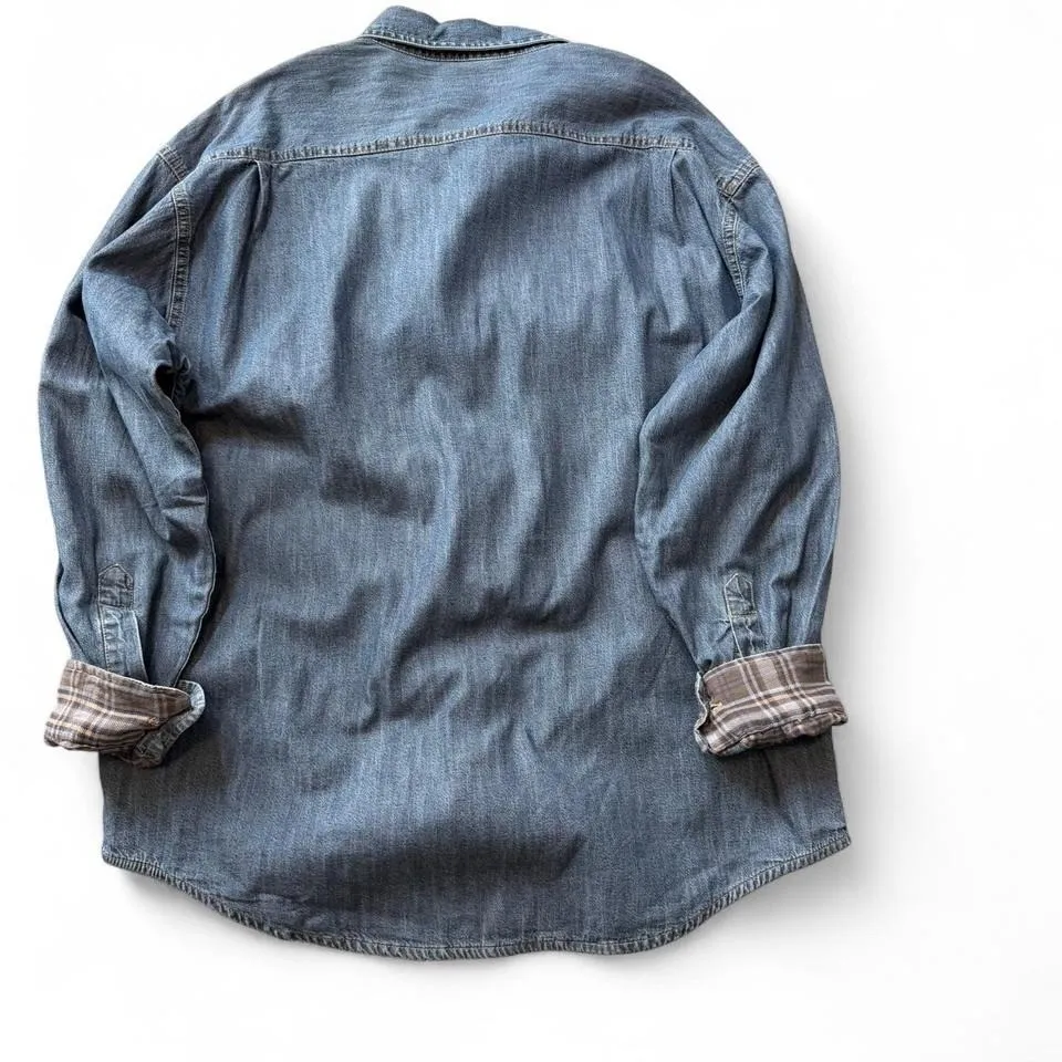 Vintage St John's Bay Flannel Lined Denim Shacket - Image 3