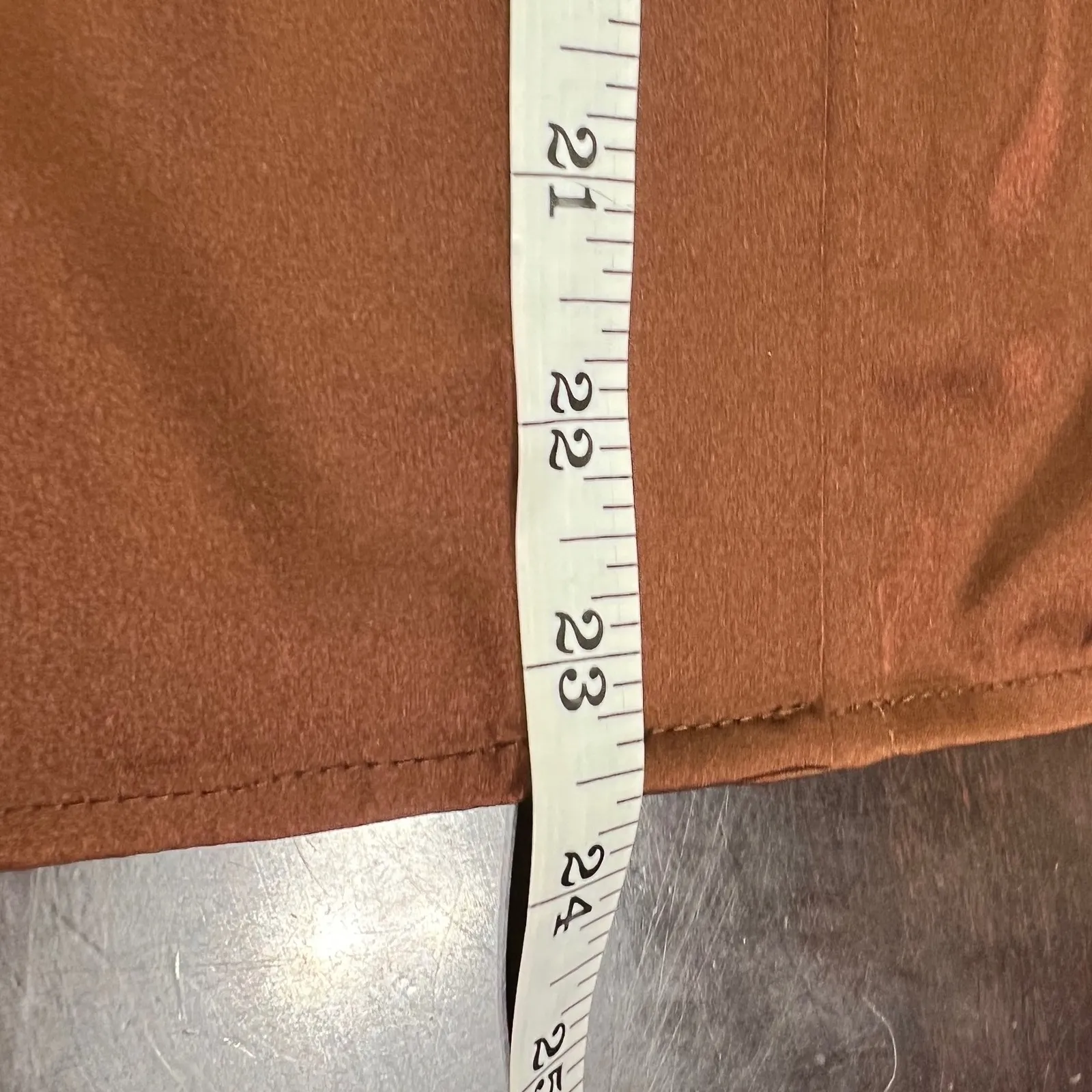 Forever 21 Women's Small Bronze Brown Long Sleeve Button Down Satin Shirt Top - Image 5