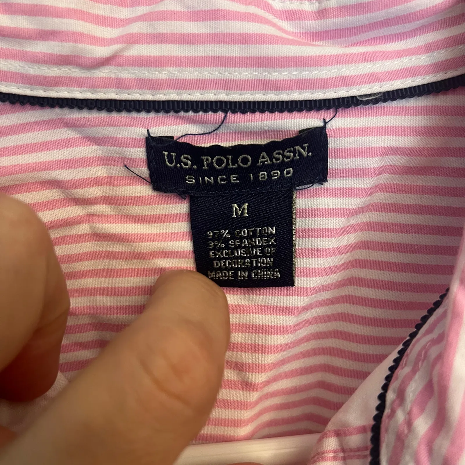 U.S. Polo Assn. Pink Pinstripe Lace Button Down Shirt M - Image 6