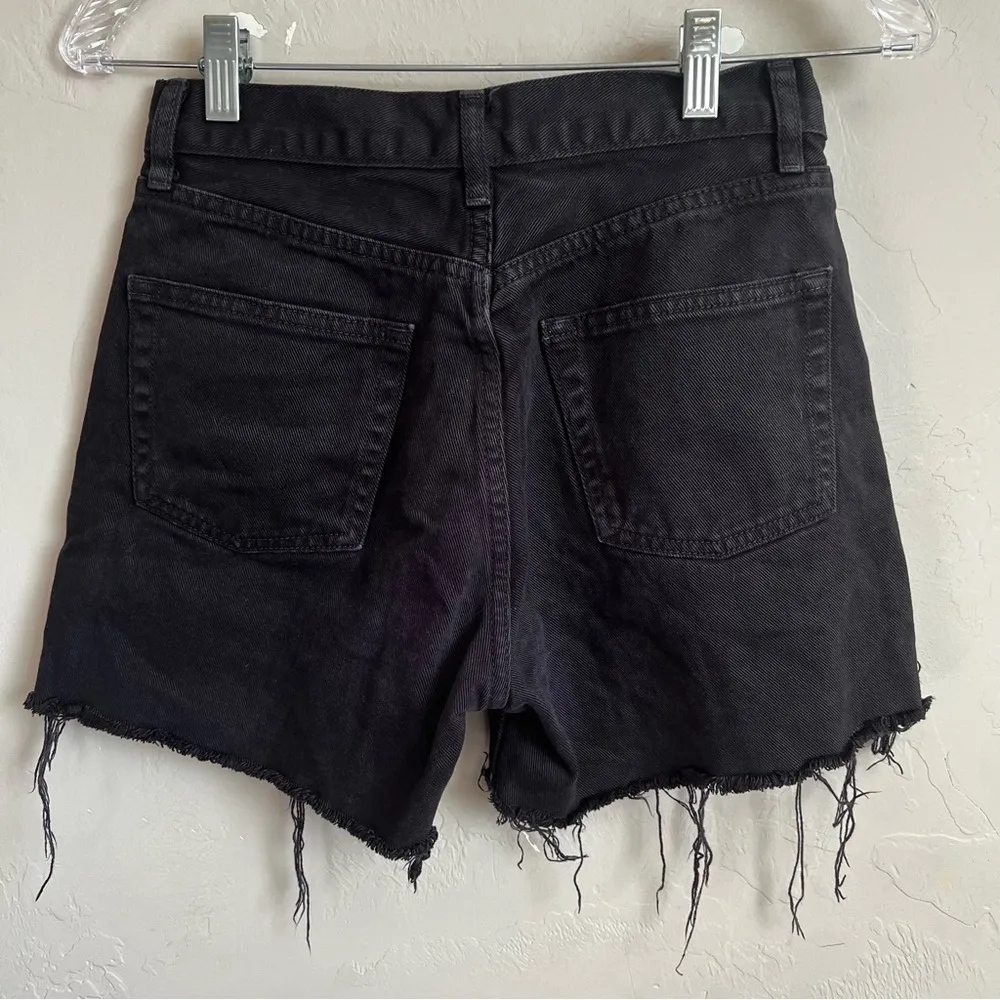 J. Galt Brandy Melville Black High Rise Raw‎ Hem Denim Shorts - Image 4