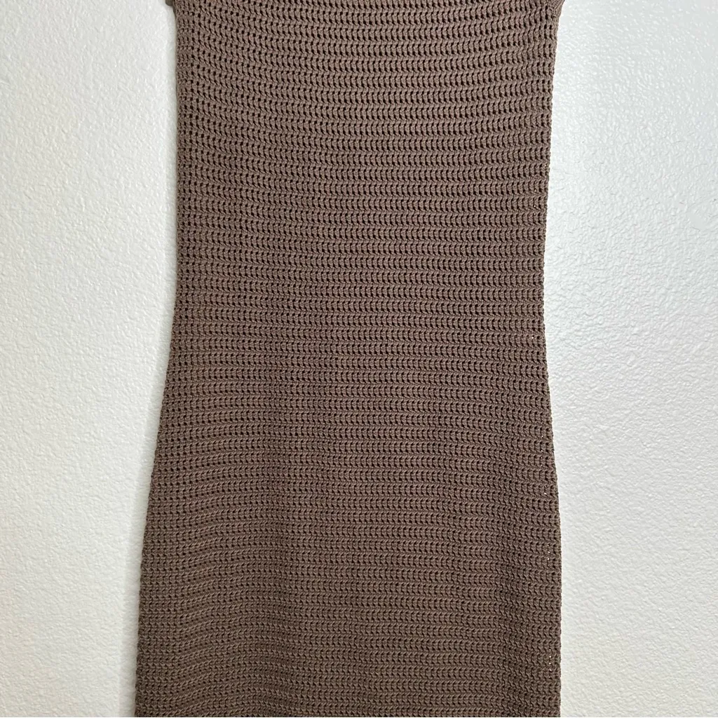 Reformation Nolan Open Knit Sweater Dress brown small - Image 5
