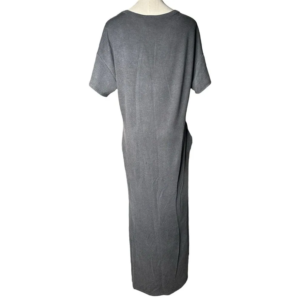 Fantastic Fawn GOOD VIBES Loose Fit Gray T-Shirt Maxi Dress with Pockets Size S - Image 5