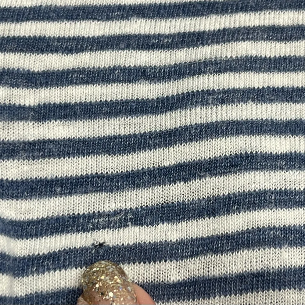 J. McLaughlin Blue White Stripe Brynn Linen Shirt Button Front Collared XS *FLAW - Image 8