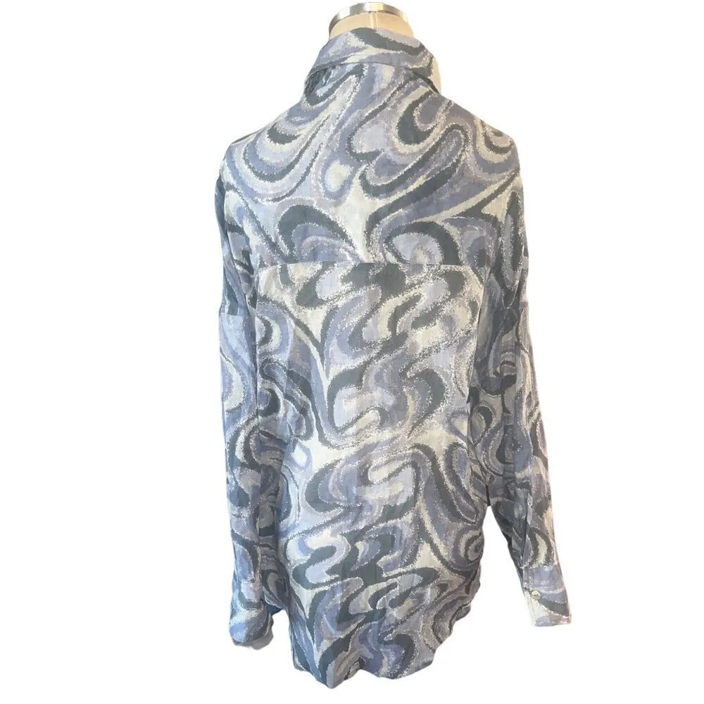 Indah Como Oversize Button Up Shirt in Imagine Blue Small New Womens Blouse - Image 6