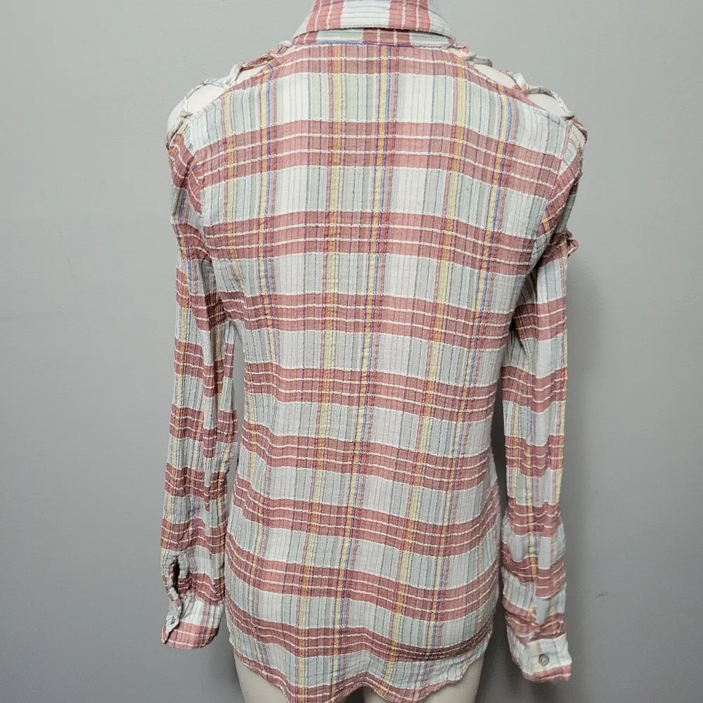 BKE lace up plaid button down size xs - Image 8