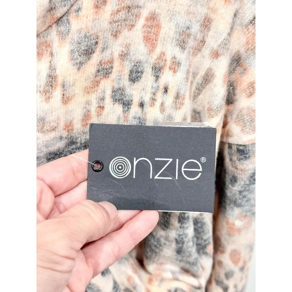 NWT Onzie Safari Animal Print Weekend Hoodie Cropped Top Multicolor Women's S/M - Image 6