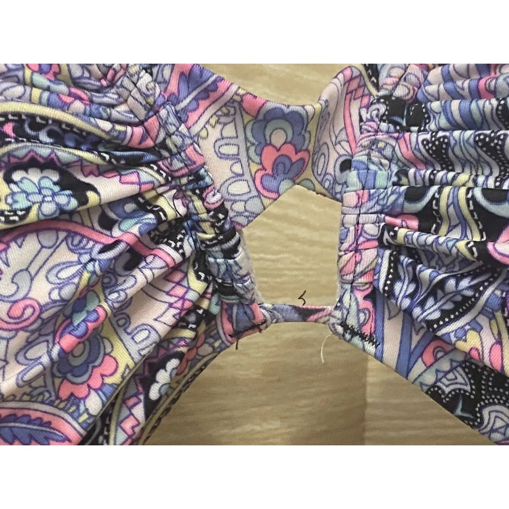 Victoria's Secret Purple Blue Pink Paisley Halter Push-Up Bikini Swim Top 34DD - Image 4