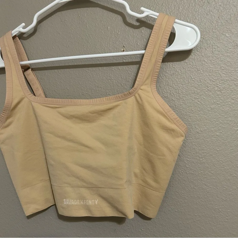 Savage X Fenty neutral seamless scoop neck lounge bralette women’s plus size 2X Tan - Image 5