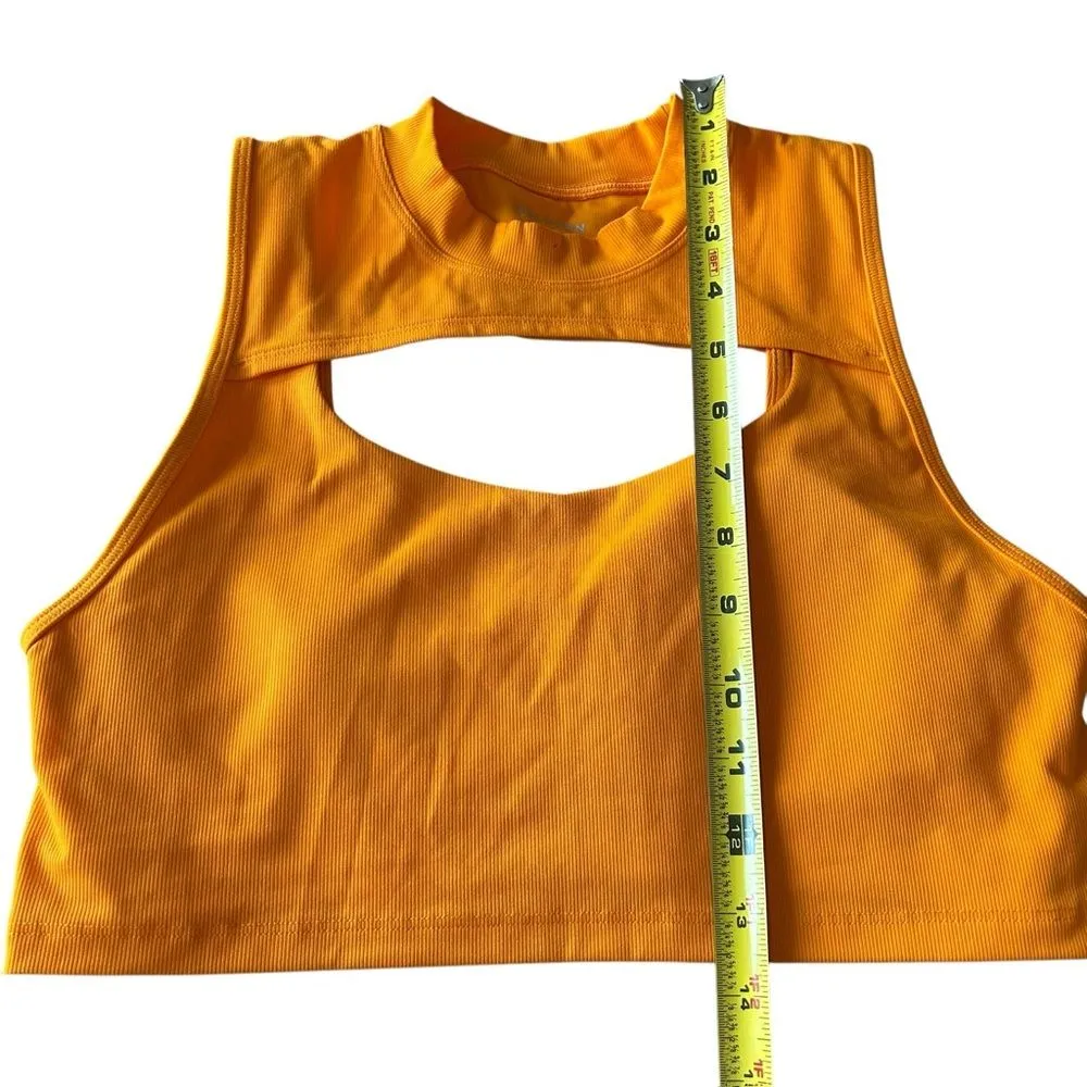 Peloton Women’s M Cadet Rib High Neck Cutout Sports‎ Bra Bright Orange Athletic - Image 10