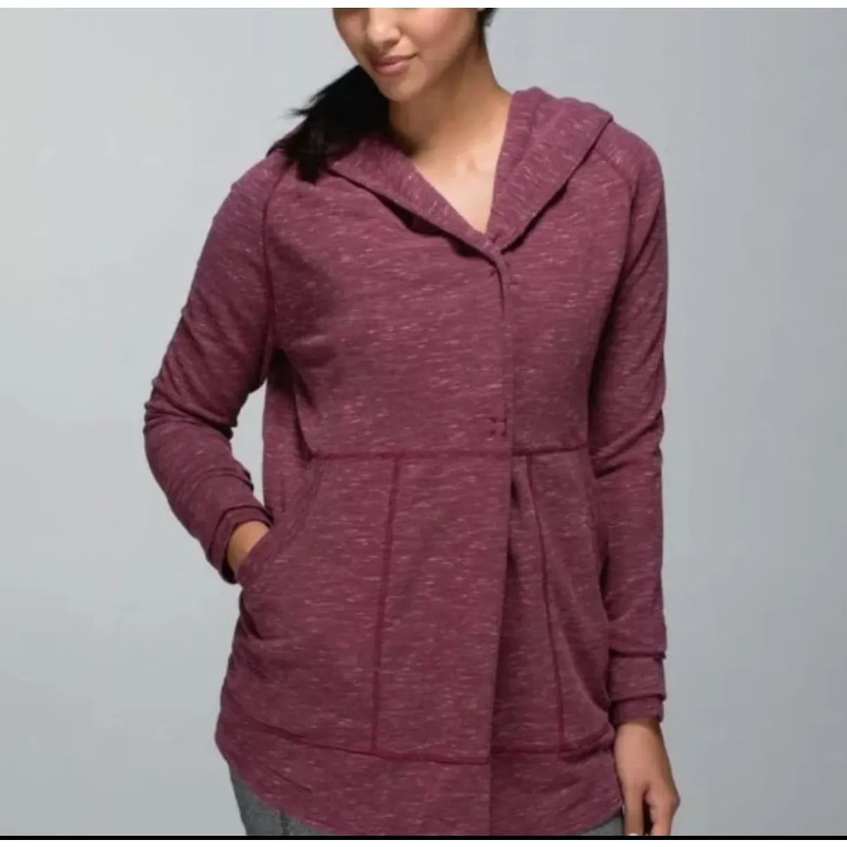 Lululemon ‎ Find Your Centre Wrap Hoodie Heathered Marled Rust Berry Size 2 - Image 2