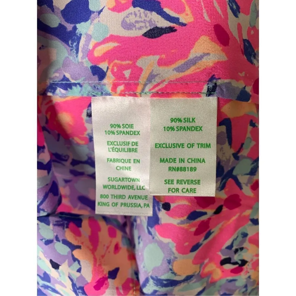 Lilly Pulitzer Finch Top Coco Coral Crab silk top blouse women's size small - Image 7