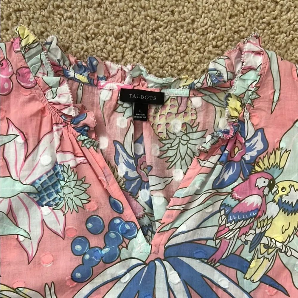 Talbots Pink and Blue Blouse - Image 3