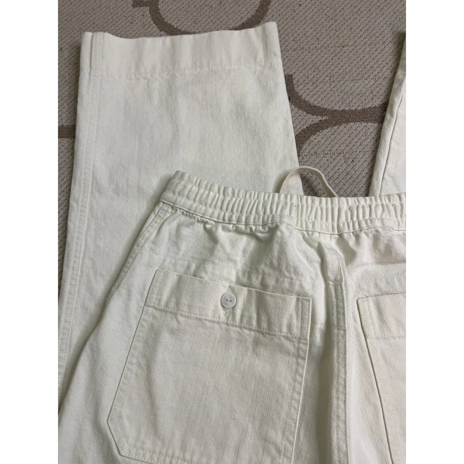 Wray Lake Butter Jeans, Size 4 High Rise Crop Cream Beige Elastic Waist Wide Leg - Image 11