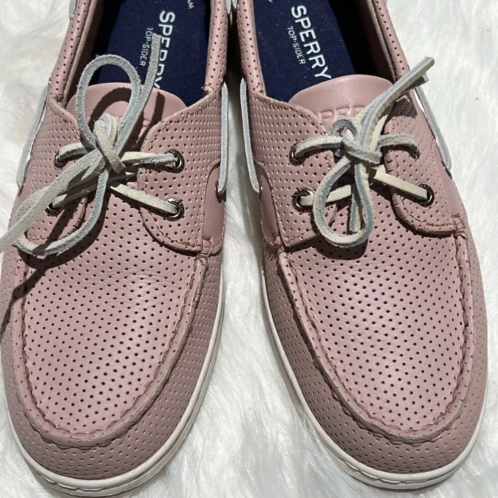 Sperry Top Sider Pink Perforated Leather Loafers Size 10    B86 - Image 3