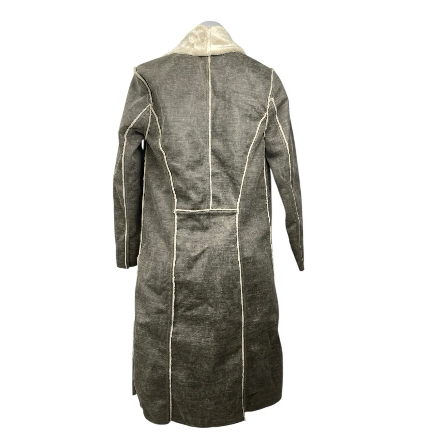 Anthropologie Amadi Camilla Gray Faux Suede Sherpa Long Sleeve Coat Jacket XS - Image 2