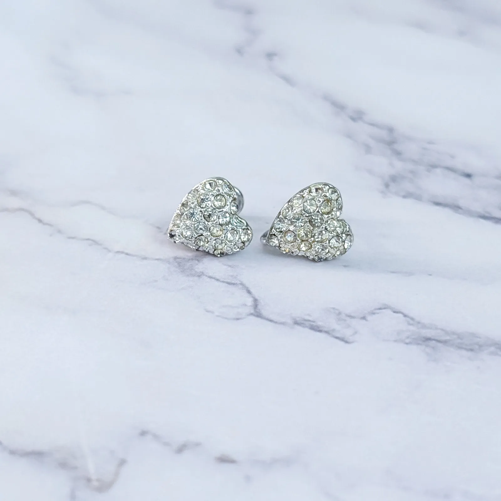 Vintage Screw On Earrings Heart Shape - Image 5