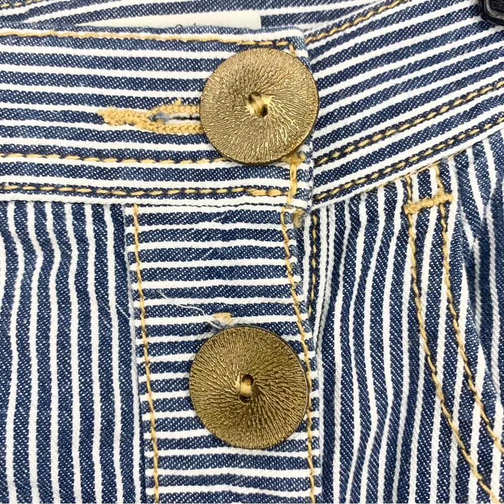 Anthropologie Pilcro and the Letterpress Button Striped Denim Mini Skirt Size 0 - Image 6