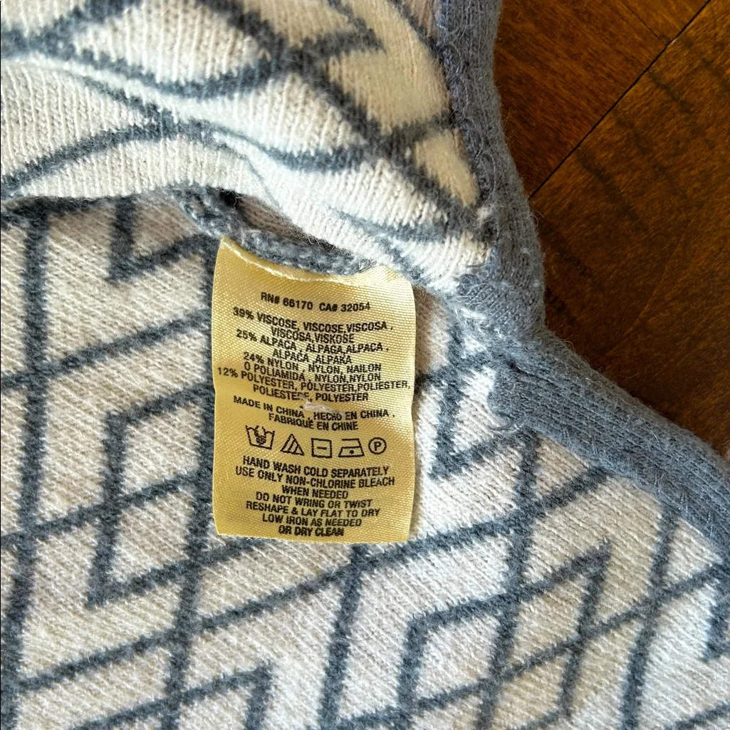 Anthropologie Moth Galena Geometric Print Alpaca Blend Cowl Neck Sweater Size M - Image 4