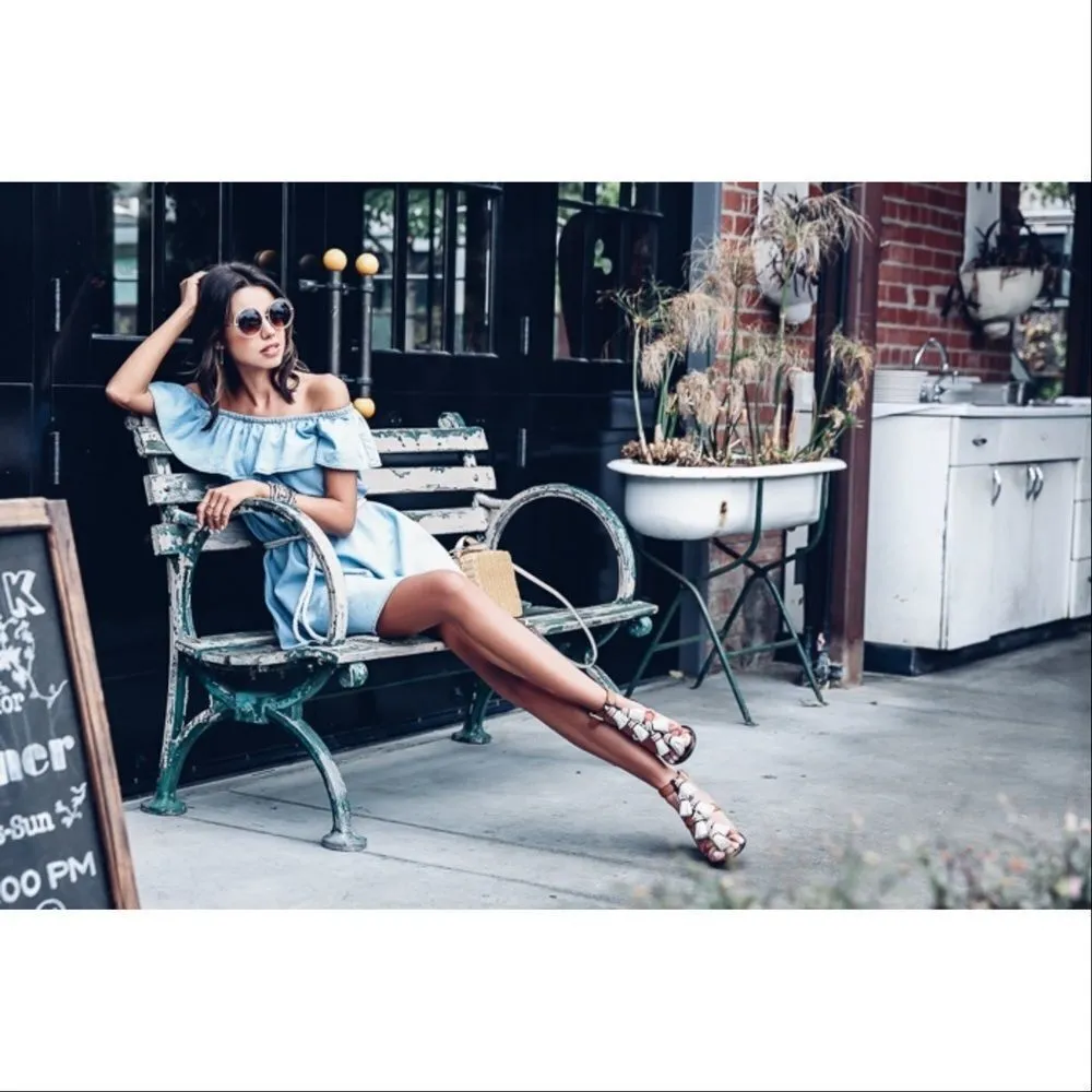 ✨Denim Off The Shoulder Trapeze Dress✨ - Image 3