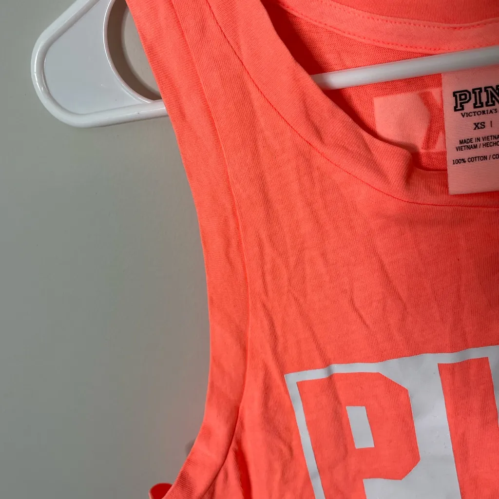 Pink Victoria Secret Bright Neon Coral Tank Muscle Top Tee Excellent Condition - Image 3