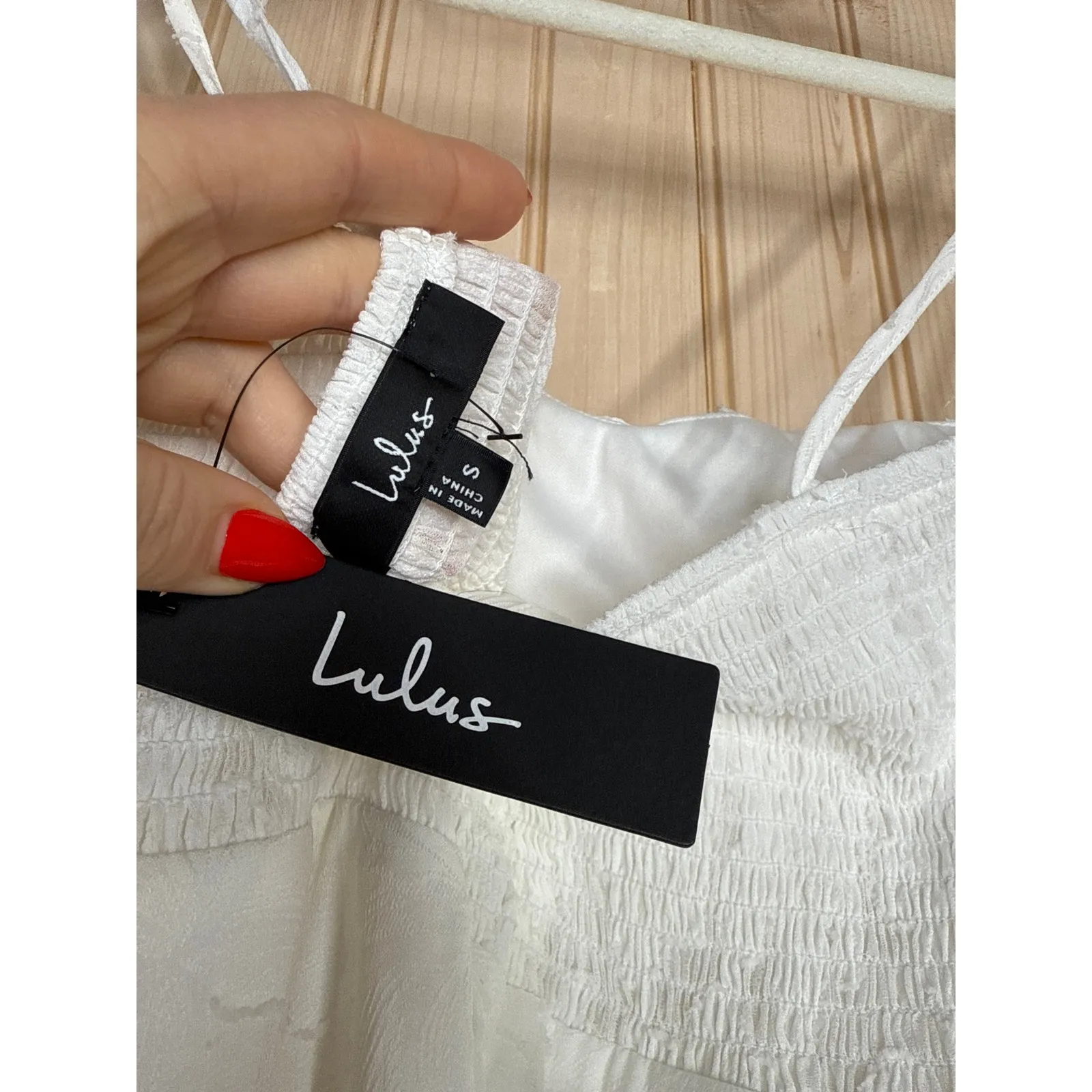 NWT Lulus Sweet Sentiments White Jacquard Tiered Midi Dress Summery Beachy Sz S - Image 7