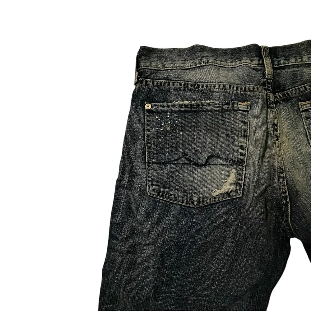 7 FOR ALL MANKIND MADE X THE GREAT CHINA WALL BLUE FLARE WIDE LEG JEANS BOOTCUT Black Size 32 - Image 4