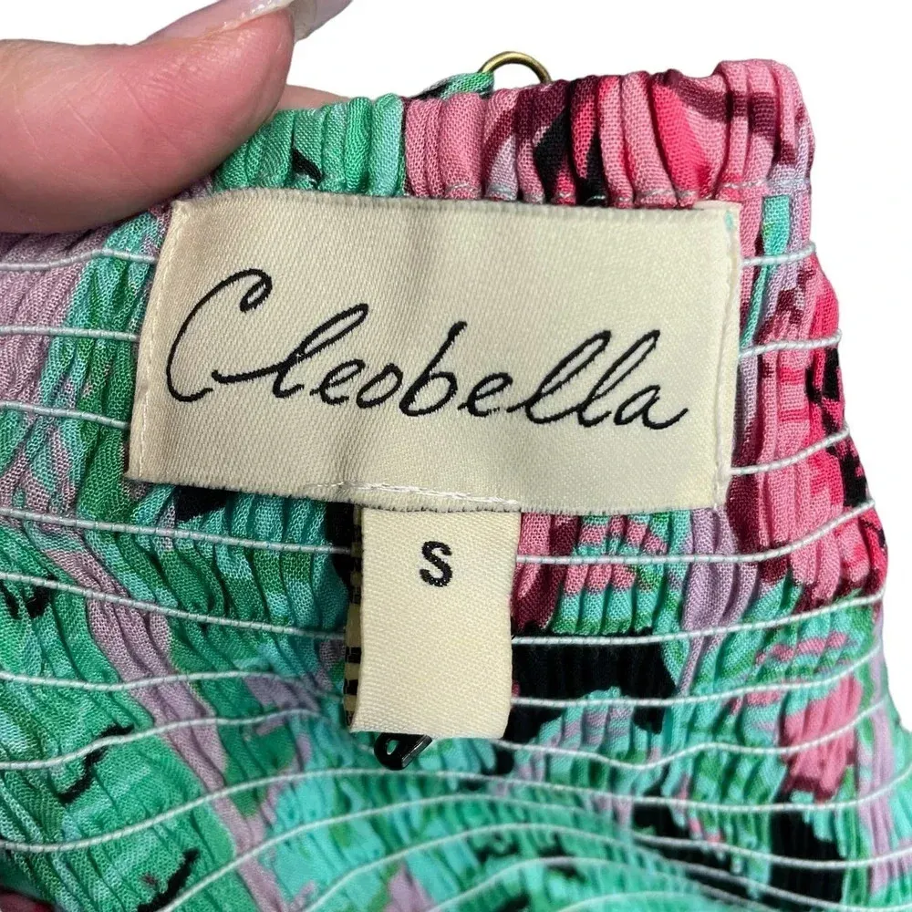 Cleobella Angelina Hawaii Tie-Front Jumpsuit Green Pink Floral Palm‎ Size Small - Image 10