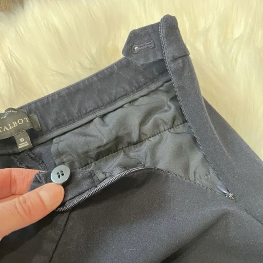 Talbots Chatham Women's Ankle Pants Side Zip Button‎ Hem Cropped Blue Size 10 - Image 8