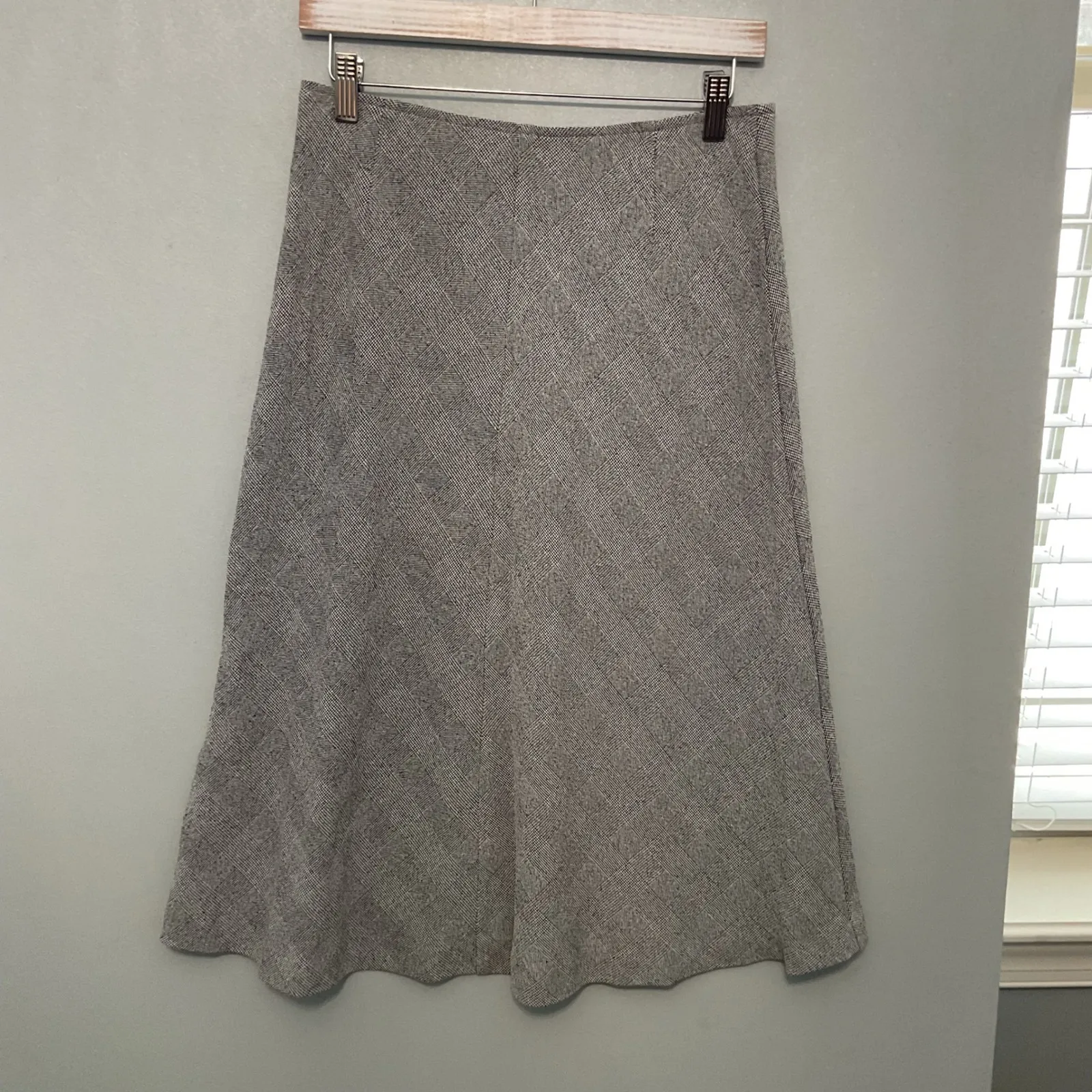 H&M Tweed Midi Skirt Women US 10 EU 40 A Line Herringbone Pattern - Image 4