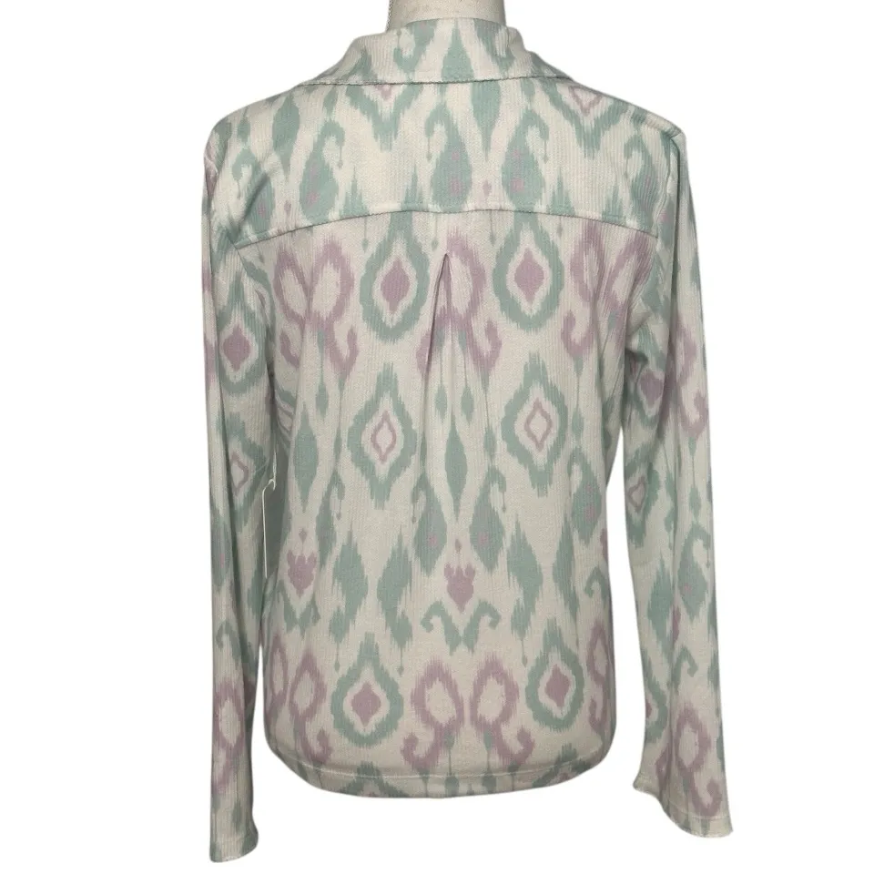 PJ Salvage Ikat Watercolor Longsleeve Loungewear Pajama Top NWT Purple - Image 3