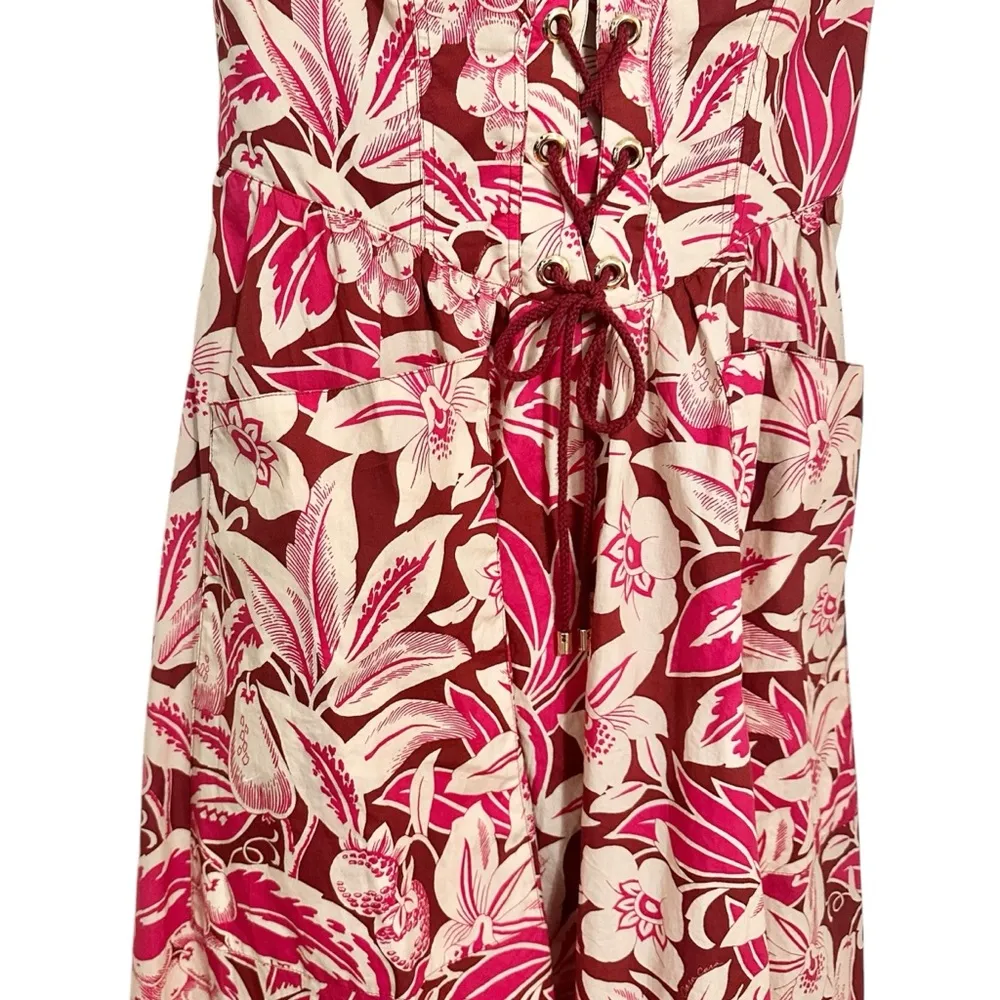 Cara Cara Nicola Cotton Dress in Tropical Harvest Pink Size 10 NEW - Image 5