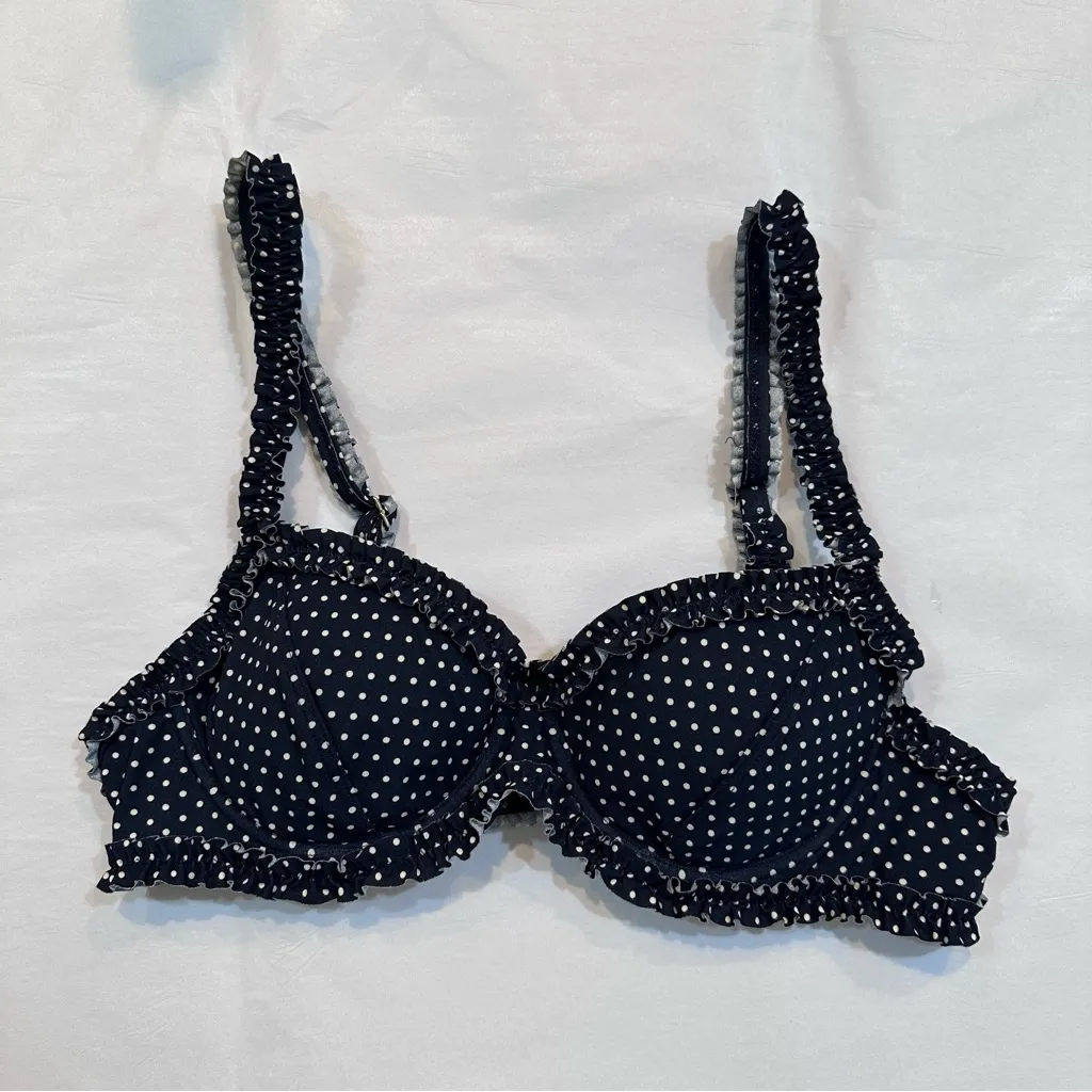 Tory Burch Polka Dot Underwire Bikini Swim Top Navy Blue Size XS - Image 3