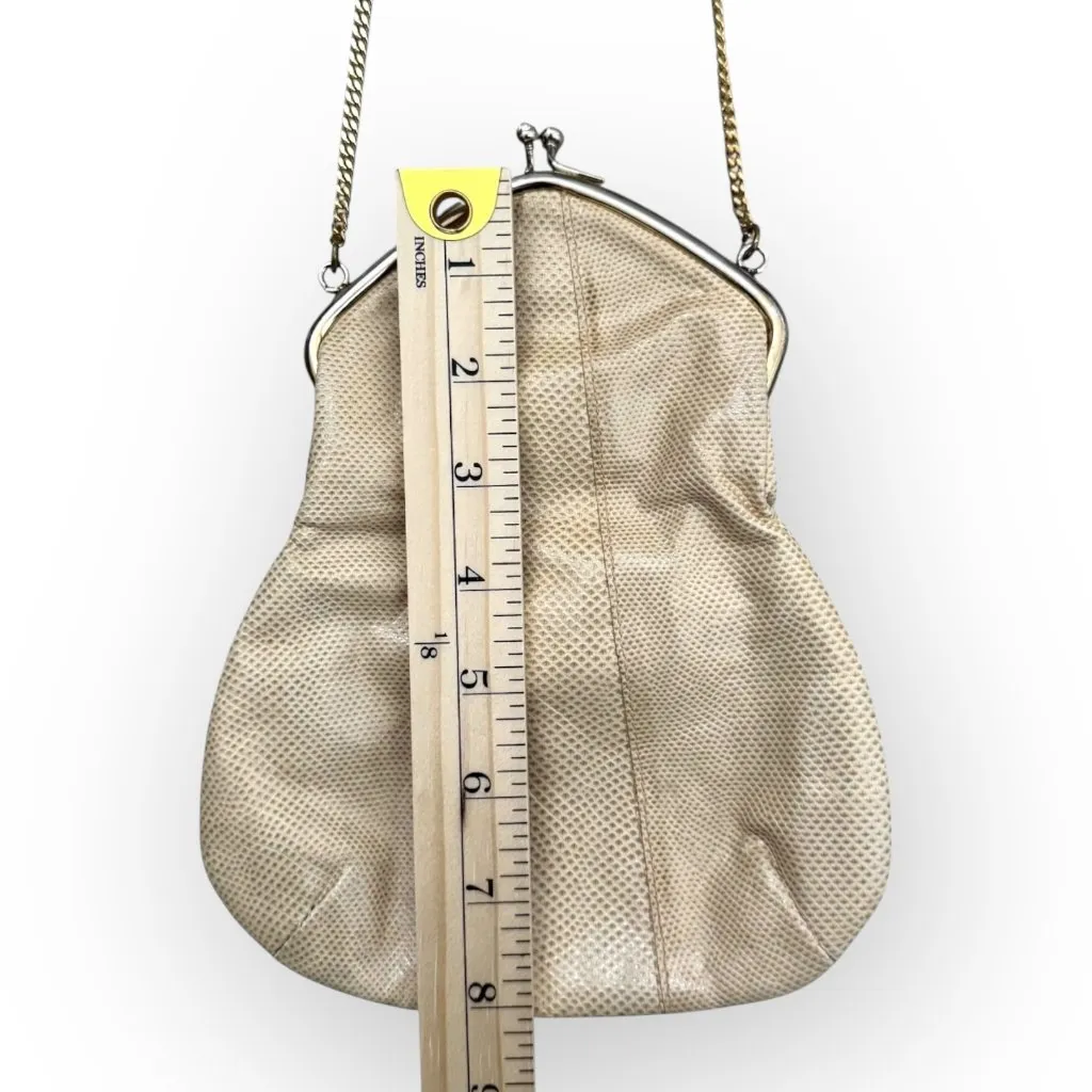 RARE OOAK American Vintage Ruth Saltz Embossed Cream Leather Crossbody Purse - Image 8