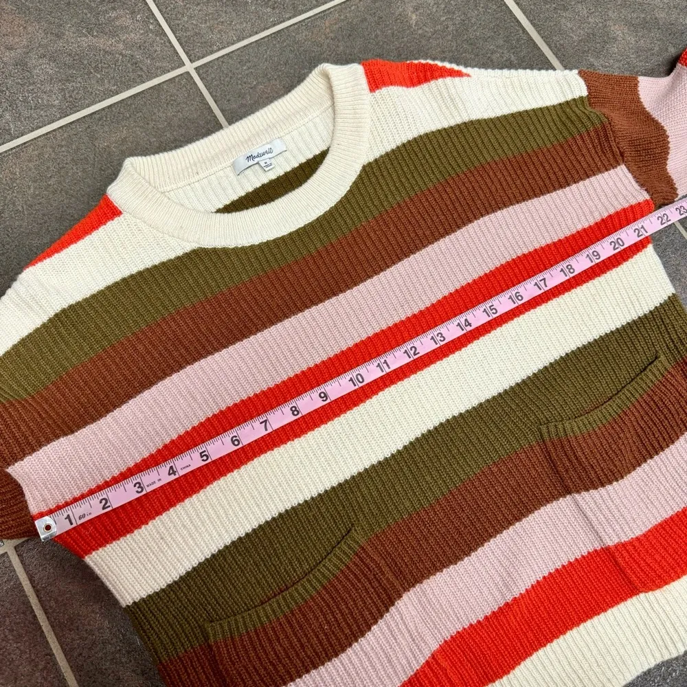 Madewell Patch Pocket Pullover Long Sleeve Knit Sweater Striped Medium M - Image 9