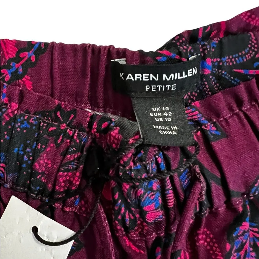 Karen Millen Floral Batik Woven Trouser Pant NWT Size 10 - Image 6