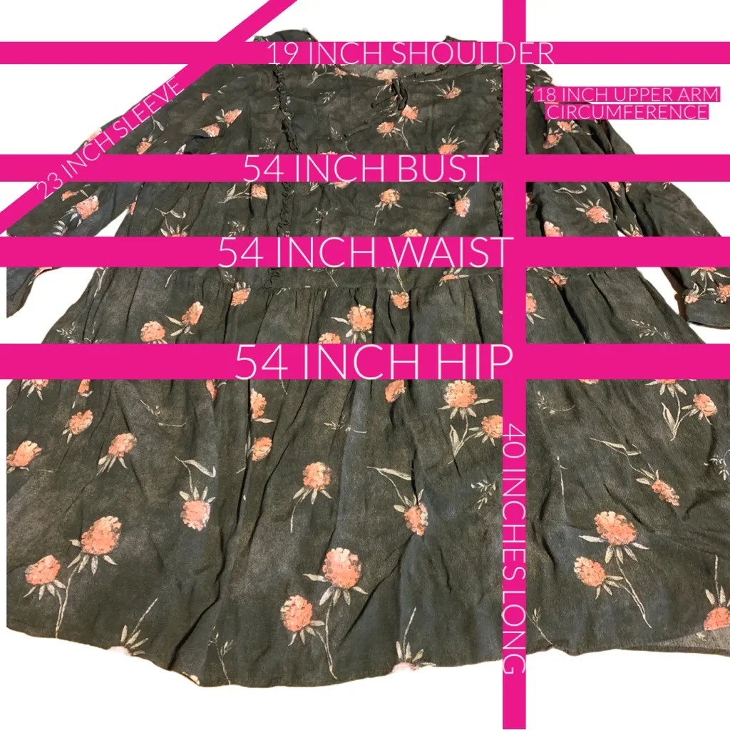 CASLON GRAY DISTRESSED DROP WAIST SHIFT DRESS WITH PINK FLORAL PATTERN (3X) - Image 12