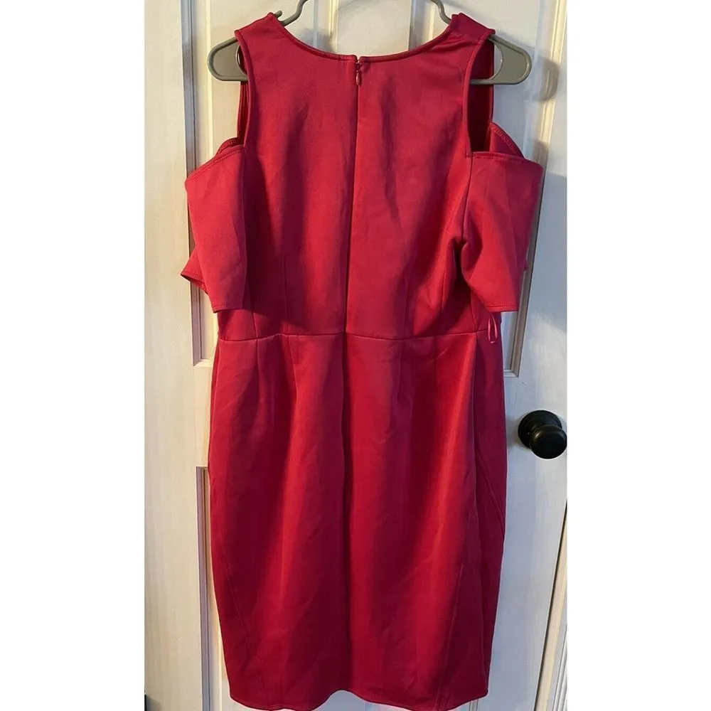 LANE BRYANT NWT $89 Plus Size 16 Sheath Dress Pink Cold Shoulder Smoothing Slip - Image 2