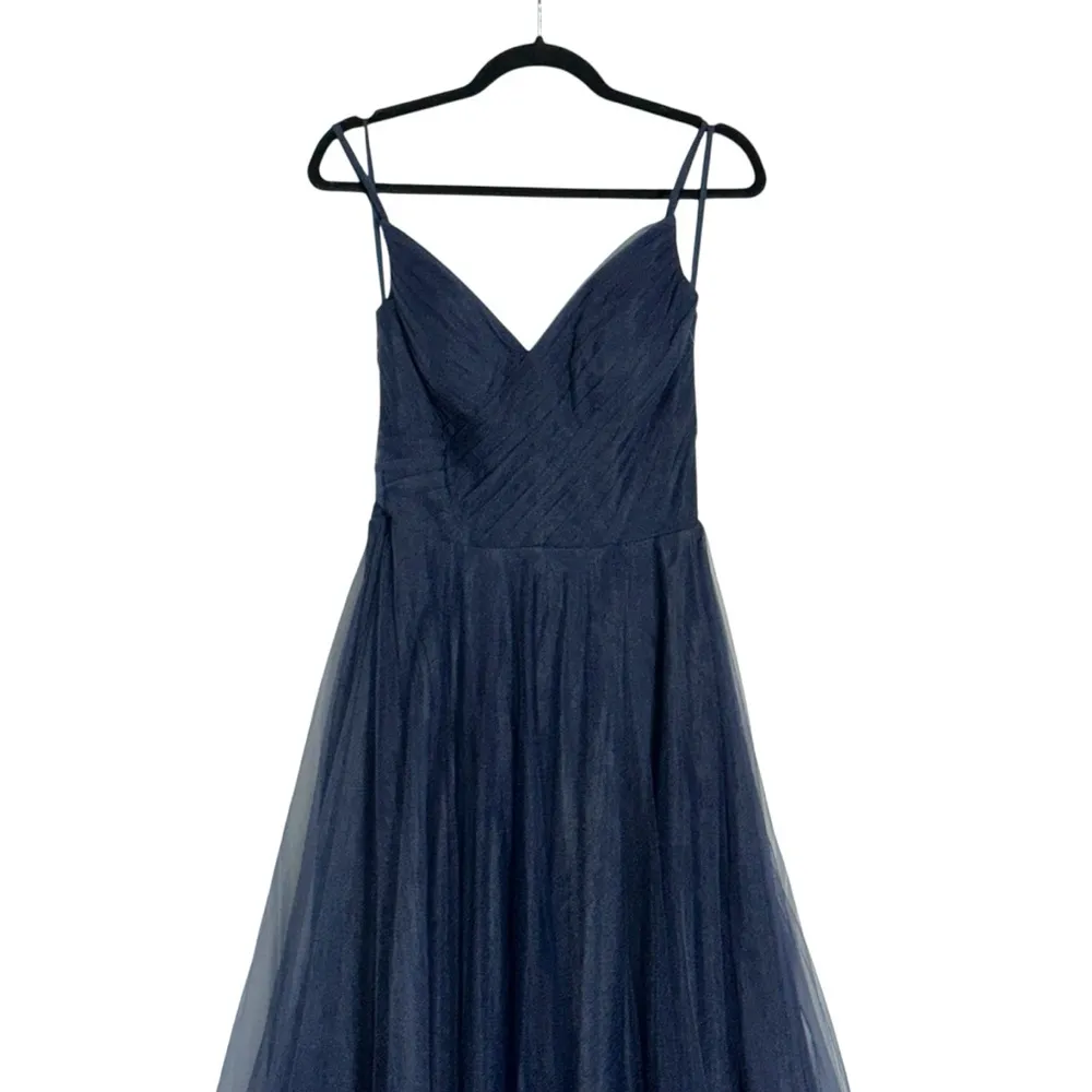 La Femme Navy Blue Illusion A-Line Tulle BallGown Dress Womens 10 - Image 3
