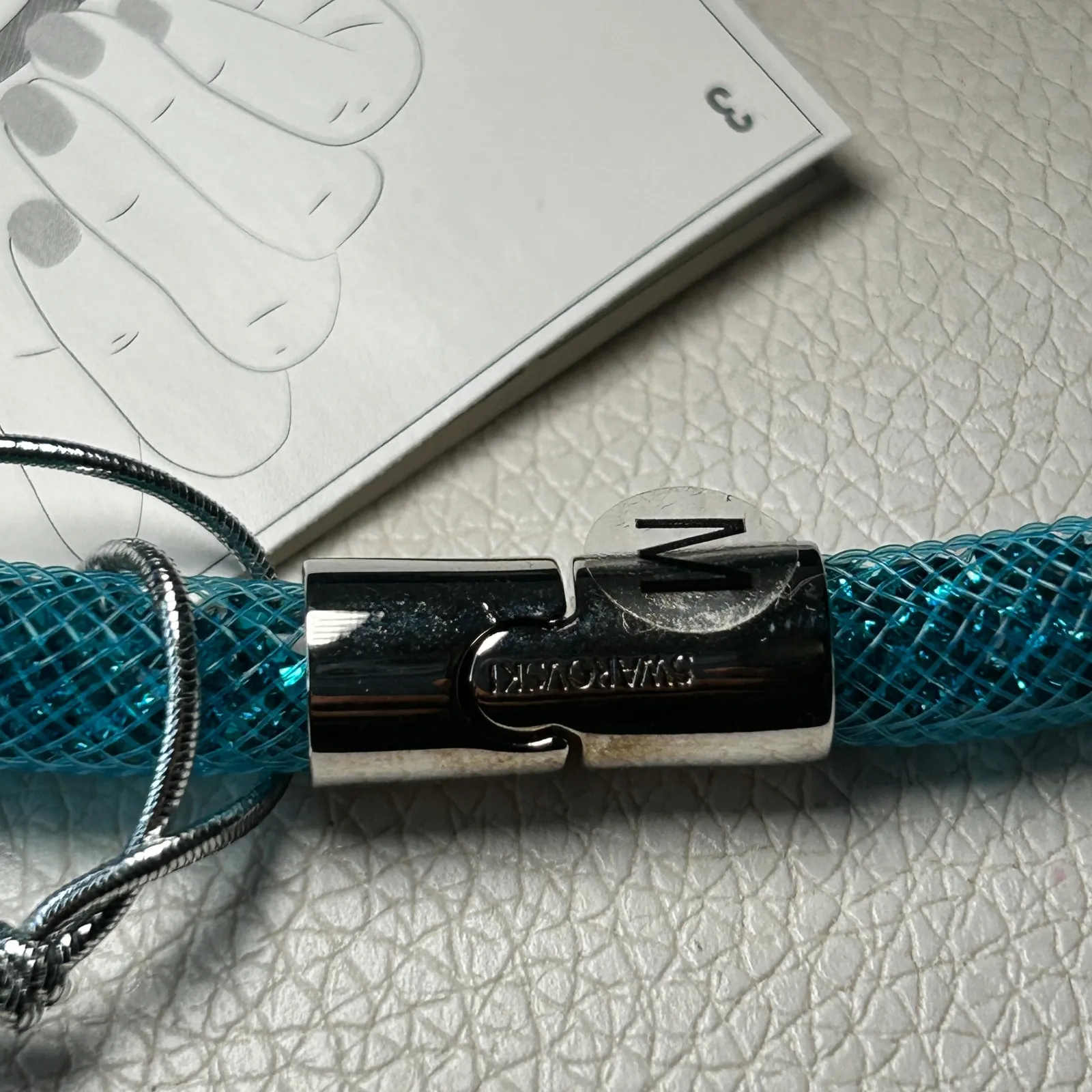 NWT Swarovski Stardust Blue Mesh Crystal Bracelet Size M Full Set Box Gift Ready - Image 3